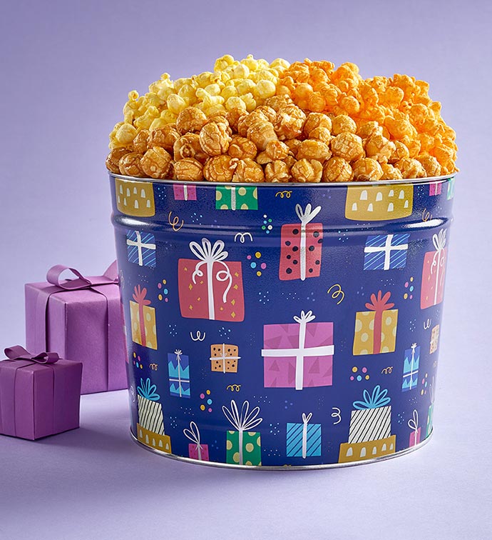 Best Birthday Ever 2 Gallon 3 Flavor Popcorn Tin